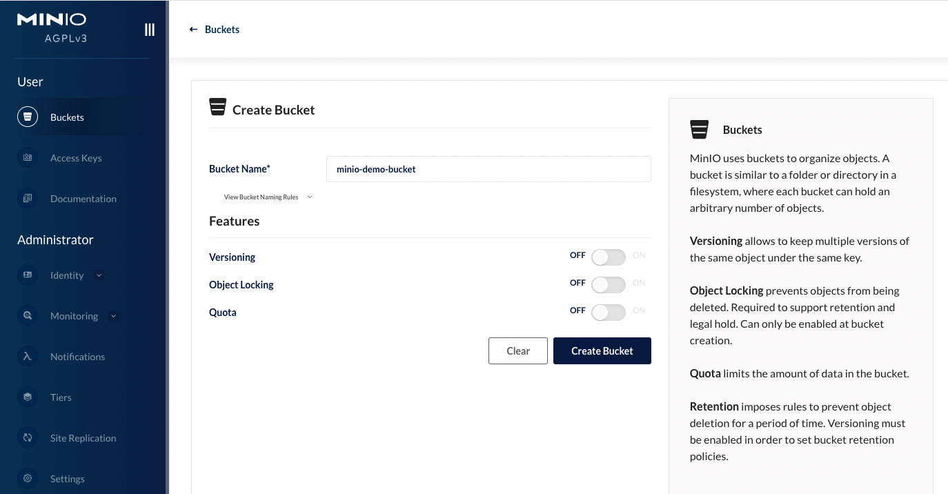 Minio Tenant Console UI2