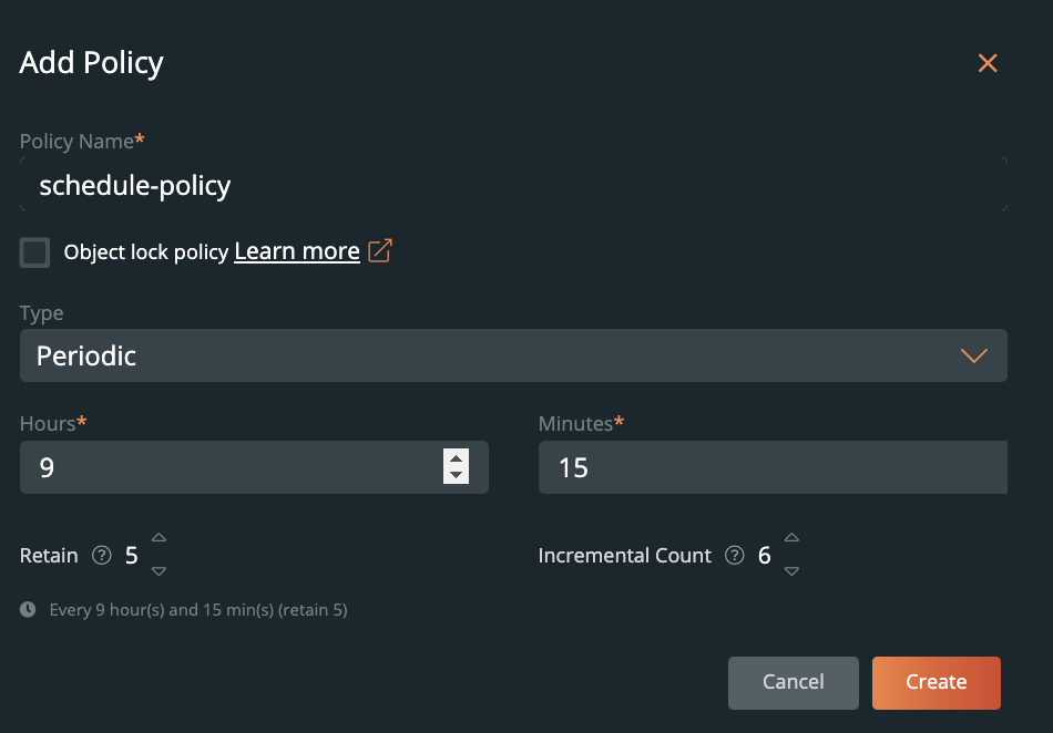 Add schedule policy dialogue