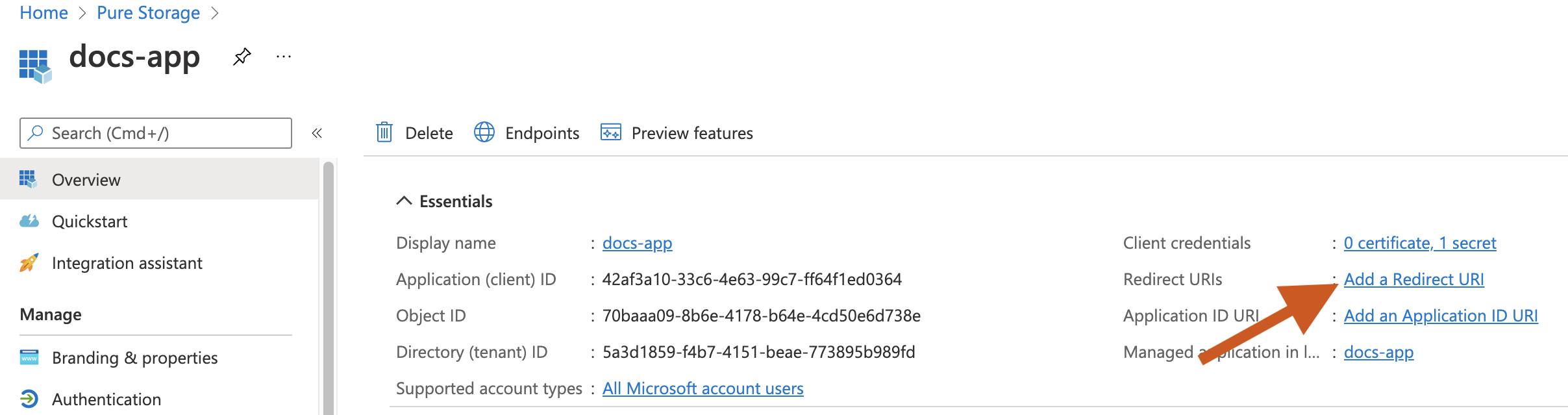 Azure AD Add Redirect URI