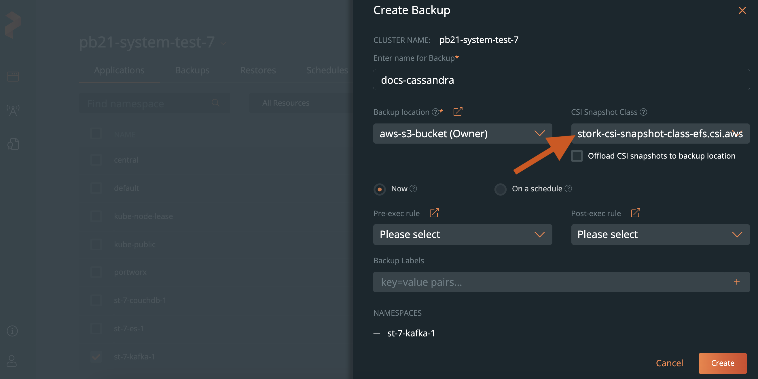 Select CSI snapshot