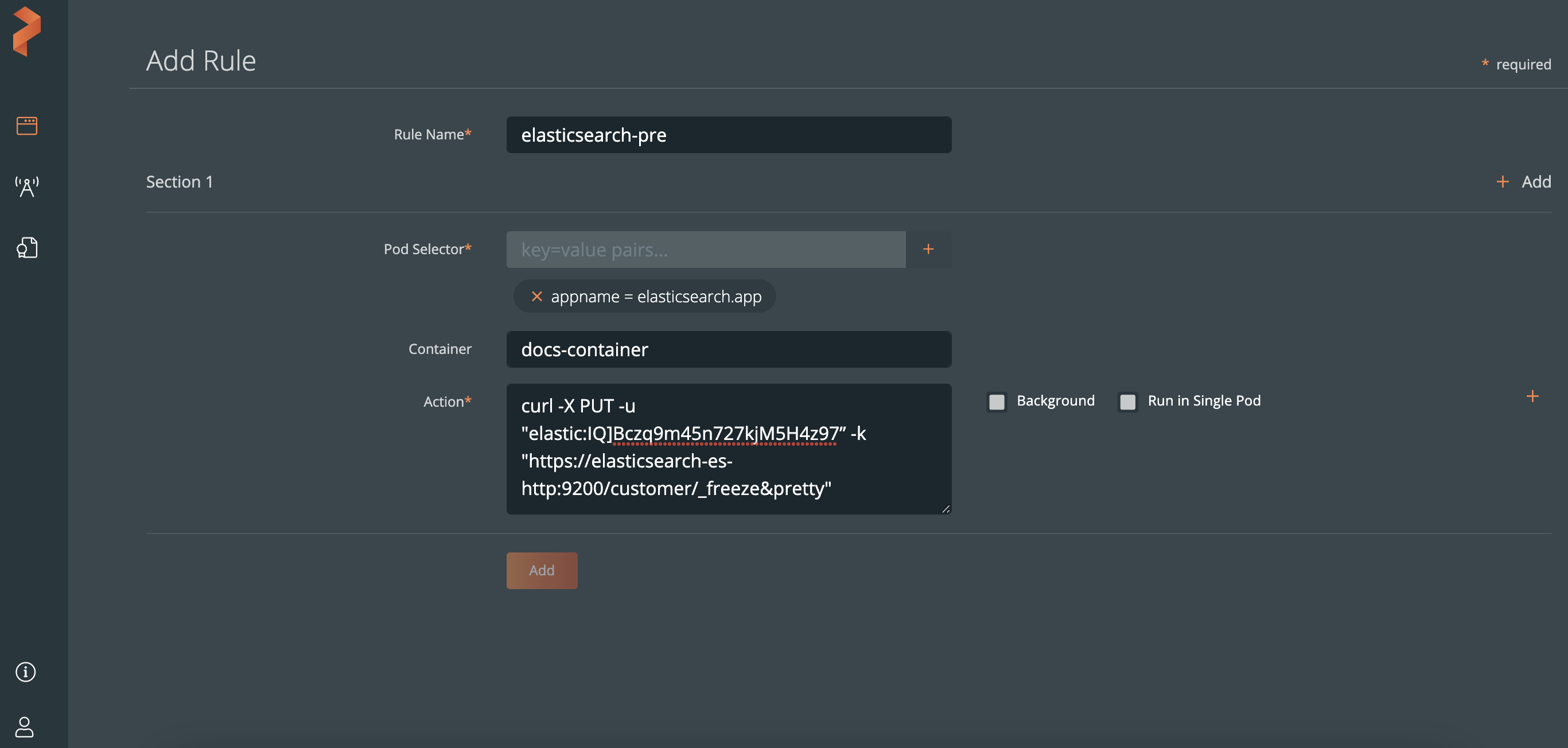 Select Elastic Pre Rule