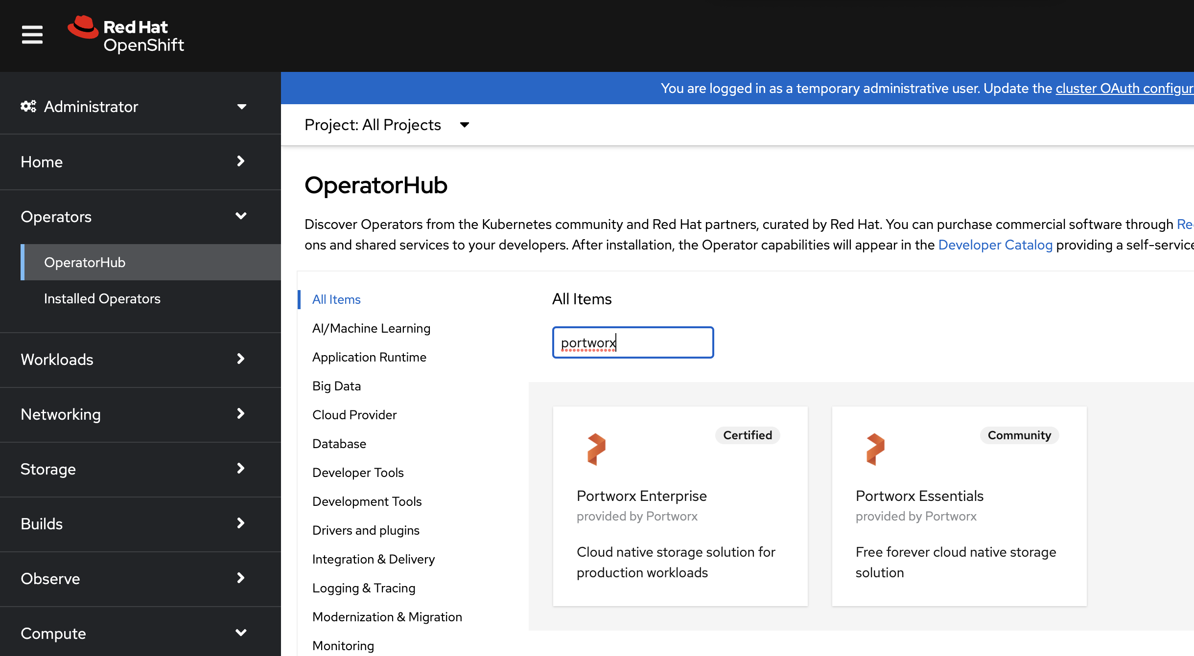 PX-operator from OperatorHub