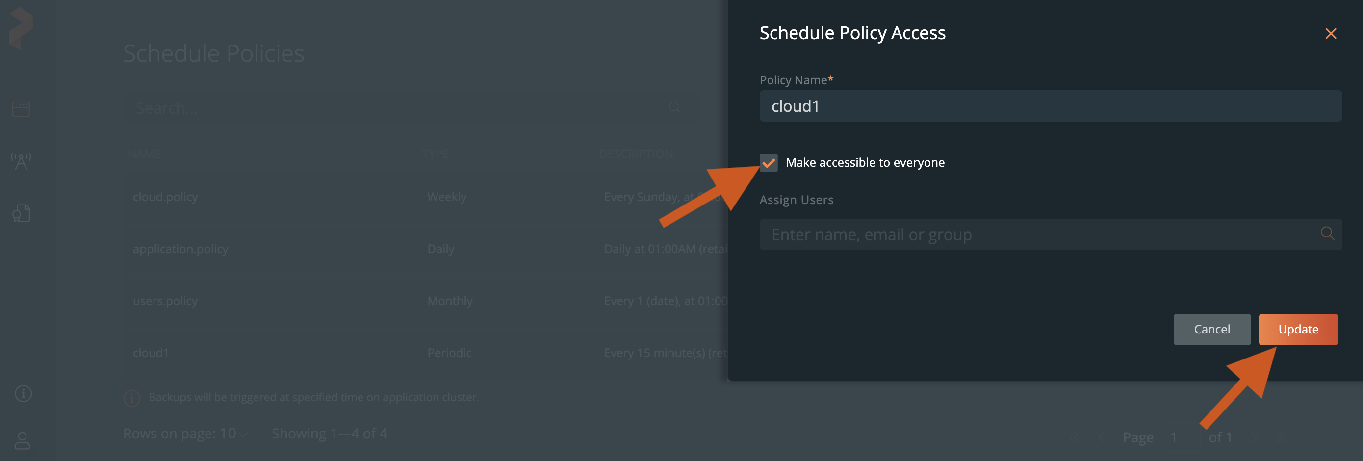 Schedule Policies Access Window